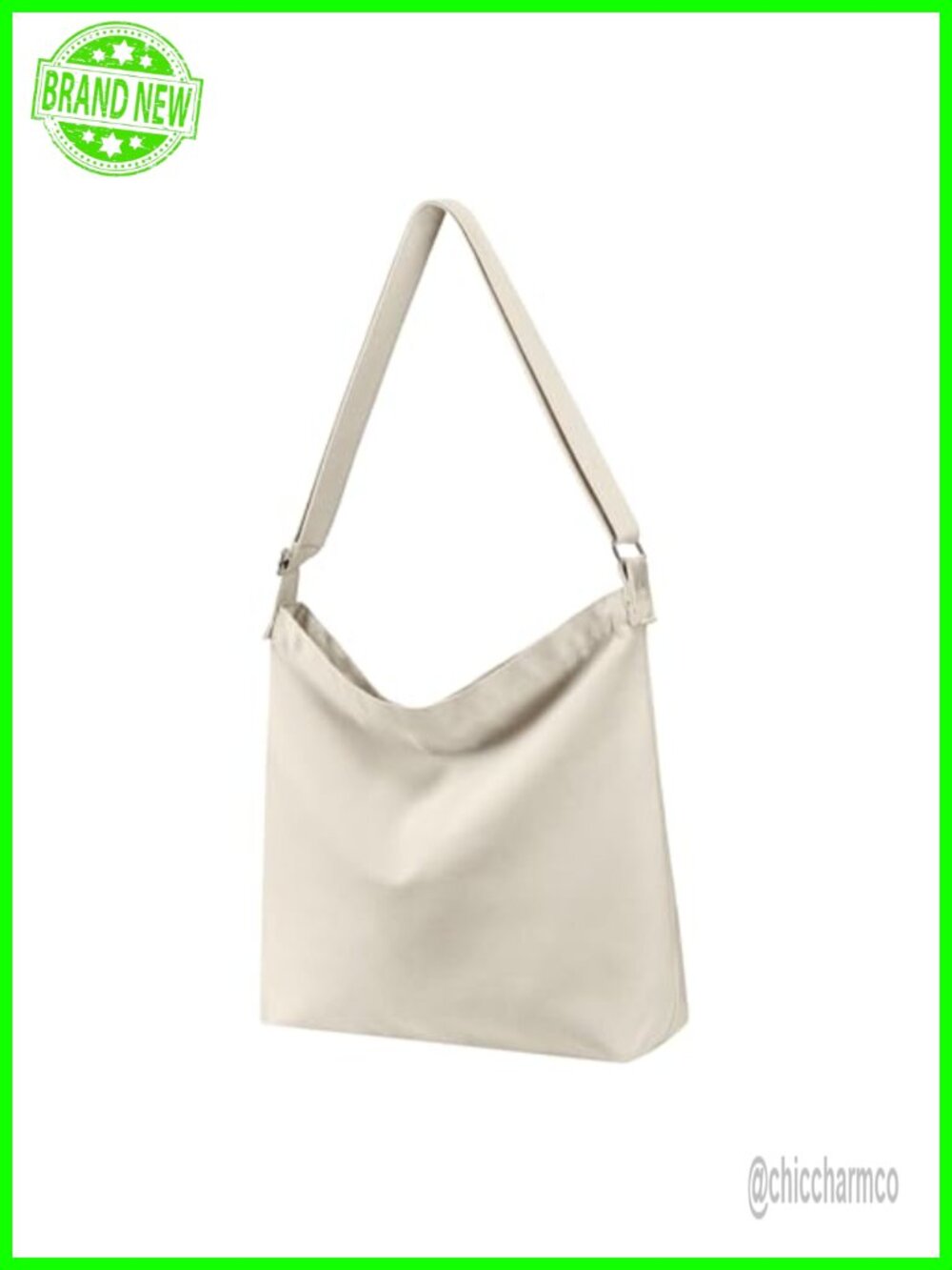 Canvas Hobo Crossbody Tote Bag Large Recycled Polyester-Cotton Zipper Shoulder